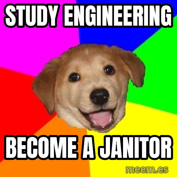 Advice Dog meme: study engineering / become a janitor