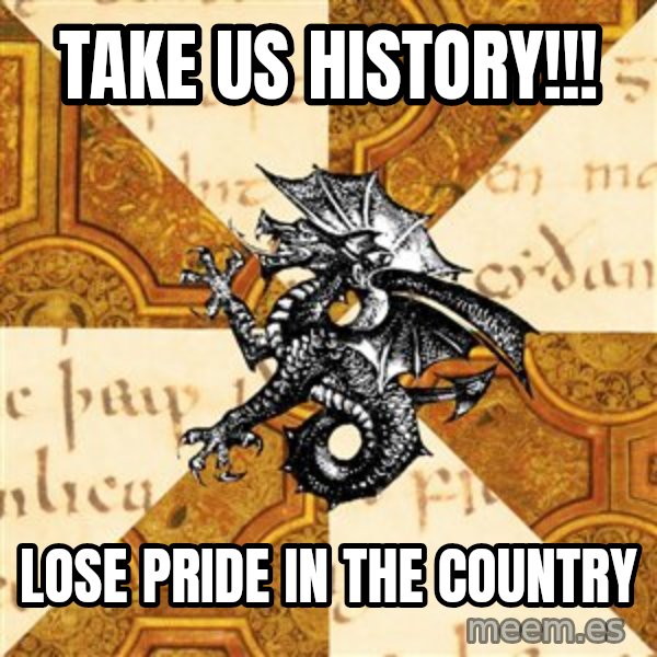History Major Heraldic Beast meme: Take US history!!! / lose pride in the country