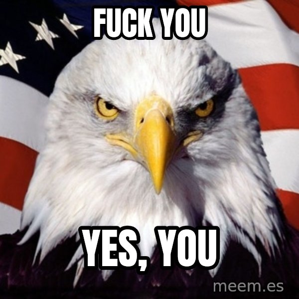 American Pride Eagle meme: fuck you / yes, you