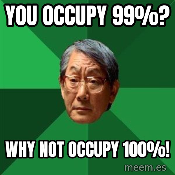 High Expectations Asian Father meme: YOu Occupy 99%? / Why Not Occupy 100%!