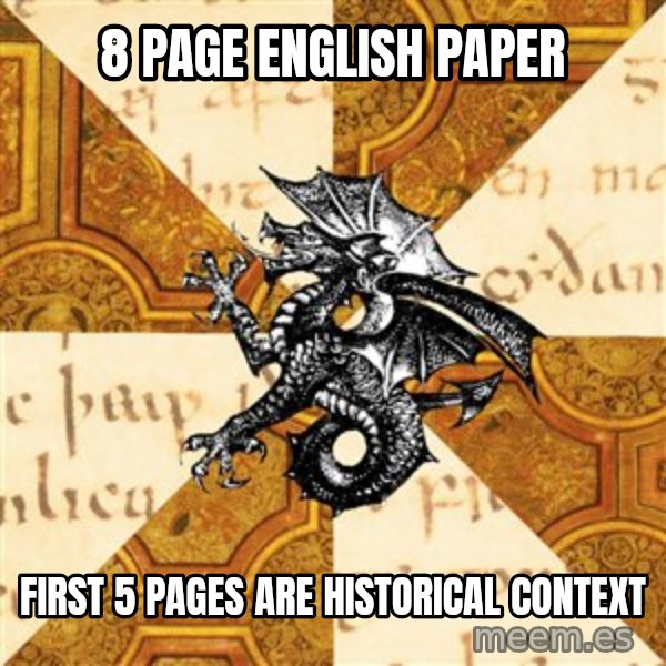 History Major Heraldic Beast meme: 8 page english paper / first 5 pages are historical context