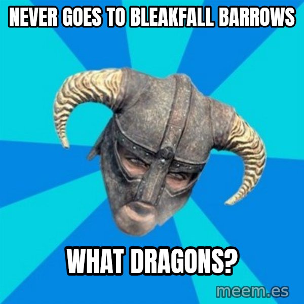 skyrim stan meme: Never goes to bleakfall barrows / what dragons?
