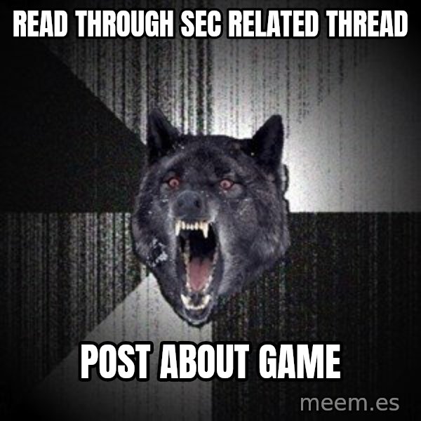 Insanity Wolf meme: Read through sec related thread / post about game