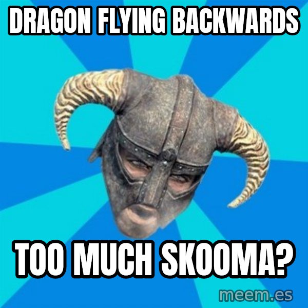 skyrim stan meme: DRAGON FLYING BACKWARDs / too much skooma?