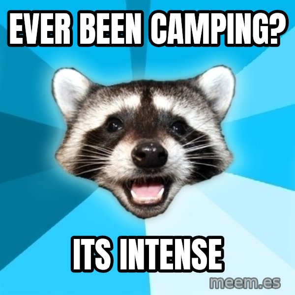 Lame Pun Coon meme: EVER BEEN CAMPING? / ITS INTENSE