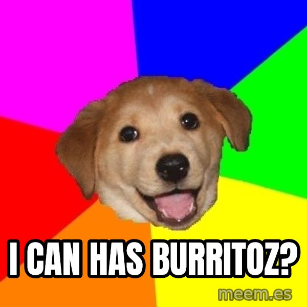 Advice Dog meme: I can has burritoz?