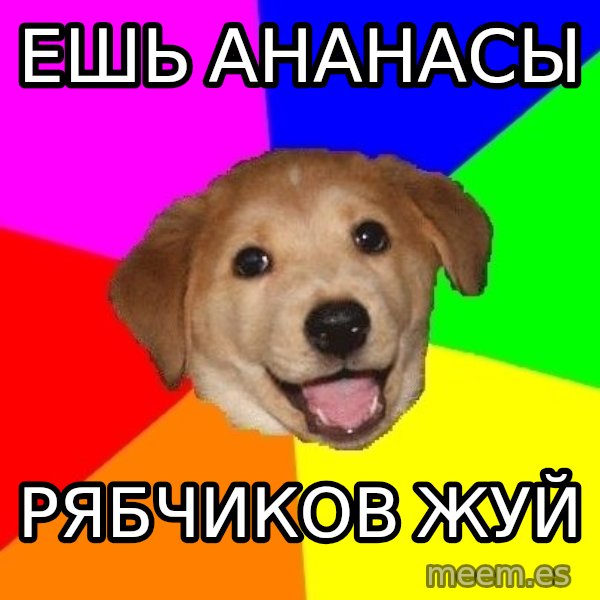 Advice Dog meme: ЕШЬ АНАНАСЫ / РЯБЧИКОВ ЖУЙ