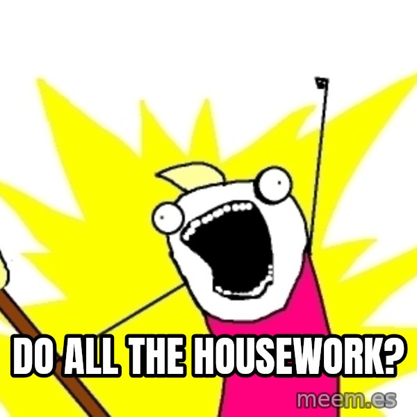 X ALL THE THINGS meme: Do all the housework?