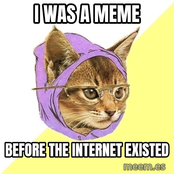 Hipster Kitty meme: I was a meme / before the internet existed