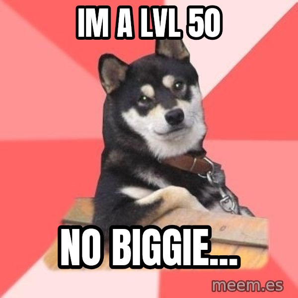 Cool Dog meme: Im a lvl 50 / No biggie...