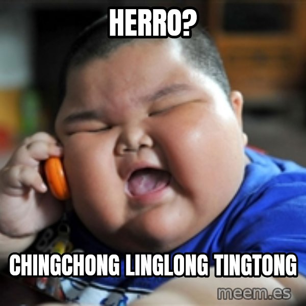 Fat Asian Kid meme: Herro? / Chingchong linglong tingtong