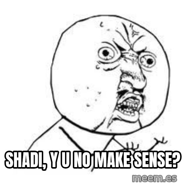 Y U SO meme: shadi, y u no make sense?