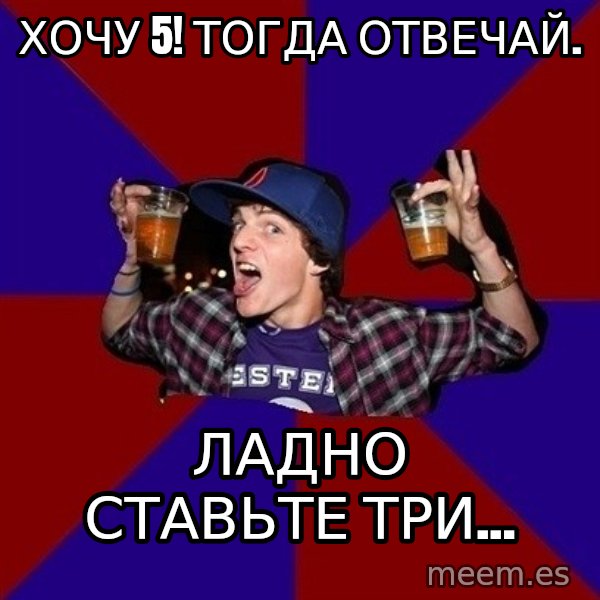Sunny Student meme: хочу 5! тогда отвечай. / ладно  ставьте три...