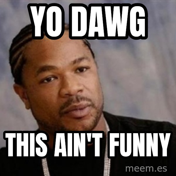 Yo Dawg meme: yo dawg / this ain't funny