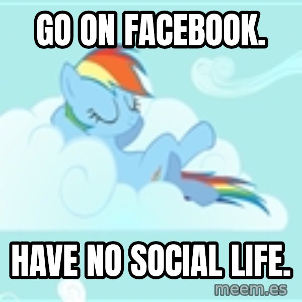 My Little Pony meme: gO ON facebook. / Have no social LIFE.