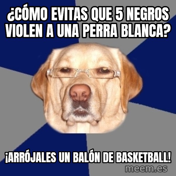 Racist Dawg meme: ¿CÓMO EVITAS QUE 5 NEGROS VIOLEN A UNA PERRA BLANCA? / ¡ARRÓJALES UN BALÓN DE BASKETBALL!