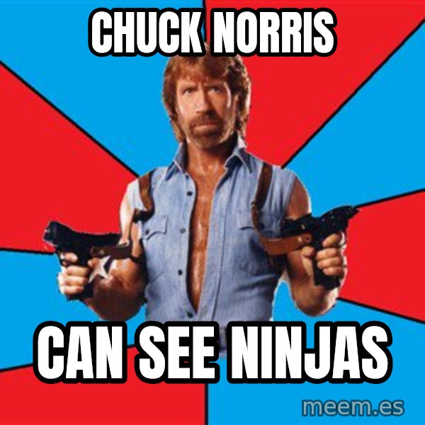 Chuck Norris  meme: Chuck norris / can see ninjas