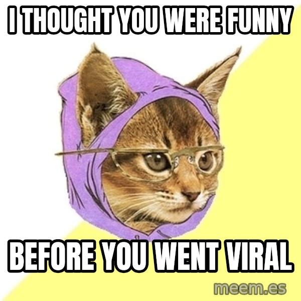 Hipster Kitty meme: I Thought you were funny / Before you went Viral