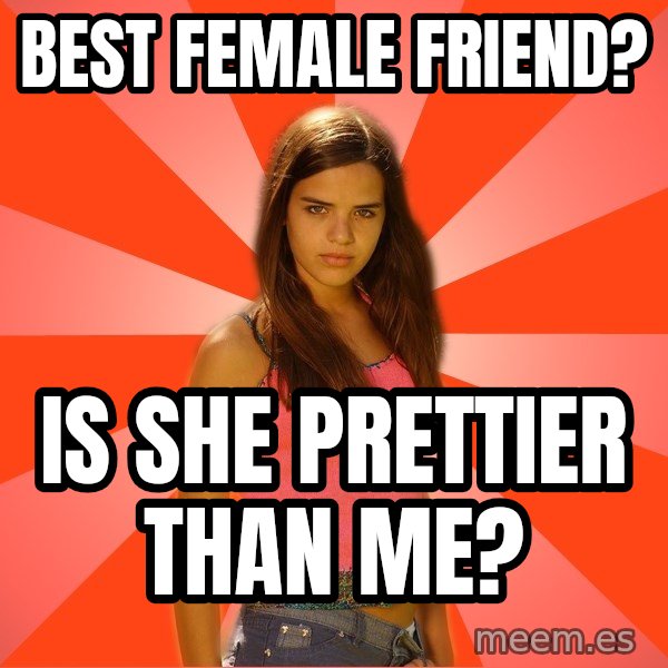 Jealous Girl meme: best female friend? / Is she prettier than me?