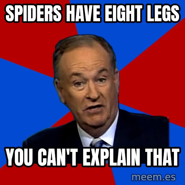 Bill O'Reilly Proves God meme: SPIDERS HAVE EIGHT LEGS / You can't explain that