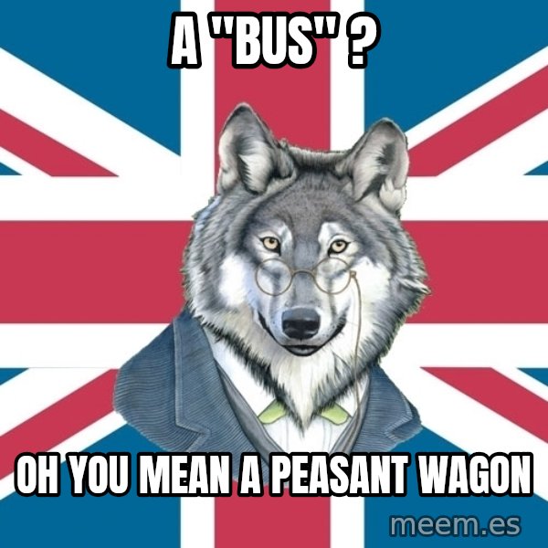 Sir Courage Wolf Esquire meme: a "BUS" ? / OH YOU MEAN a PEASANT WAGON