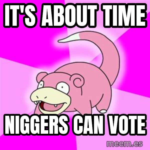 Slowpoke meme: it's about time / niggers can vote