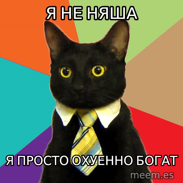 Business Cat meme: я не няша / Я ПРОСТО ОХУЕННО БОГАТ