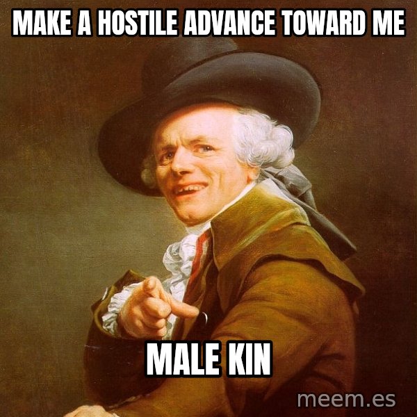 Joseph Ducreux meme: make a hostile advance toward me / male kin