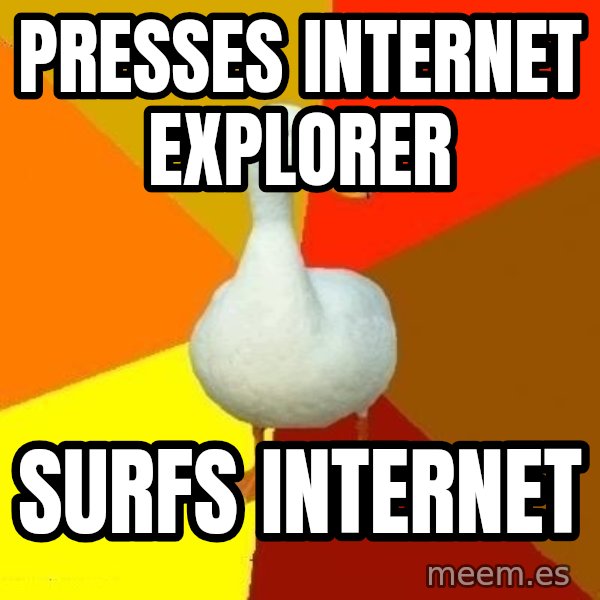 Technologically Impaired Duck meme: presses internet explorer / surfs internet