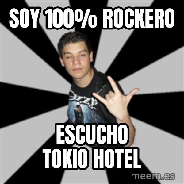 Metal Boy From Hell meme: Soy 100% rockero / escucho tokio hotel
