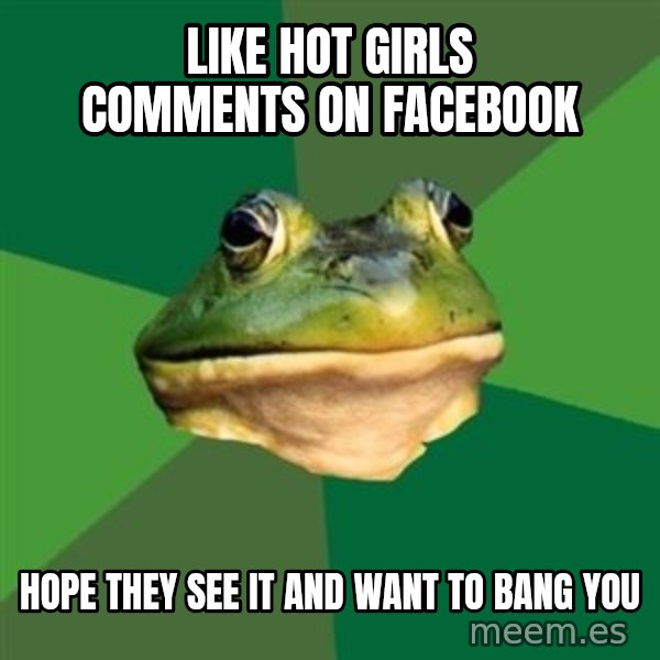 Foul Bachelor Frog meme: Like hot girls comments on facebook / Hope they see it and want to bang you