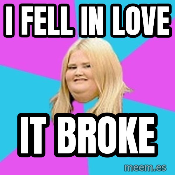Fat Girl meme: I fell in love / it broke