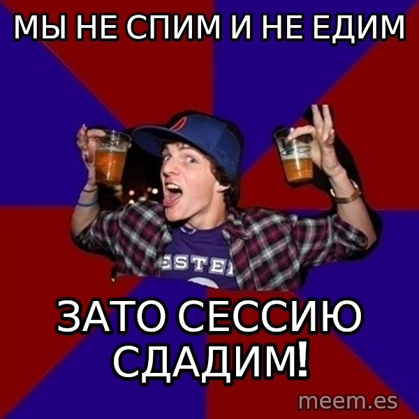 Sunny Student meme: мы не спим и не едим / зато сессию      сдадим!