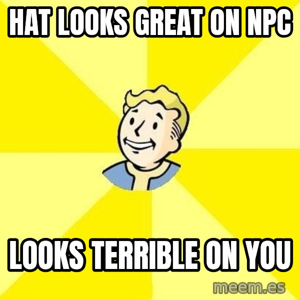 Fallout 3 meme: Hat looks great on Npc / Looks terrible on you