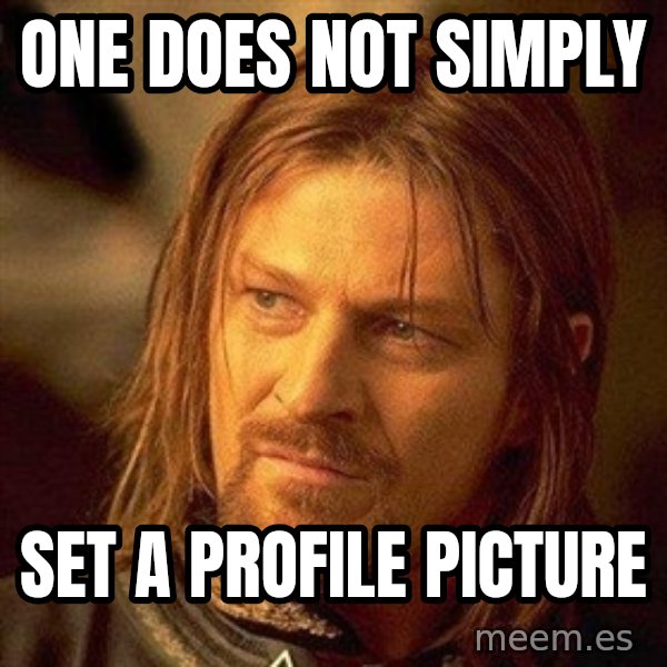 Boromir meme: ONE DOES NOT SIMPLY / SET A PROFILE PICTURE