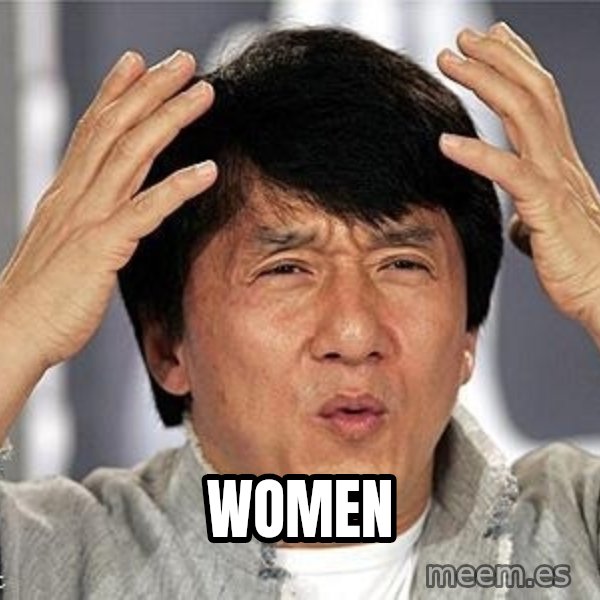 Confused Jackie Chan meme: Women