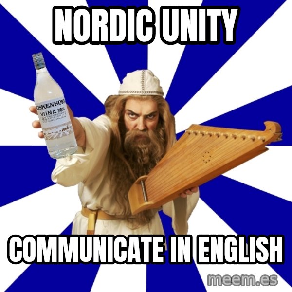FinnishProblems meme: Nordic unity / Communicate in english