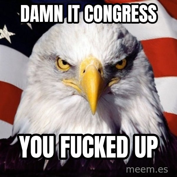American Pride Eagle meme: Damn it congress / you fucked up