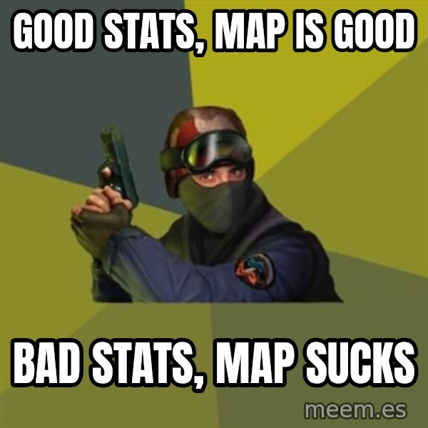 Counter Strike meme: GOOD STATS, MAP IS GOOD / bad stats, map sucks