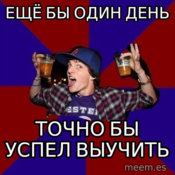 Sunny Student meme: ещё бы один день / точно бы успел     выучить