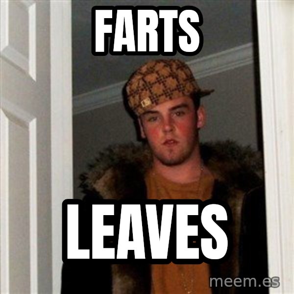 Scumbag Steve meme: Farts / Leaves