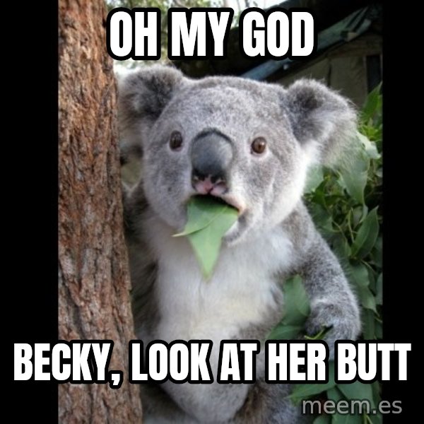 Koala can't believe it meme: OH MY GOD / BECKY, LOOK AT HER BUTT