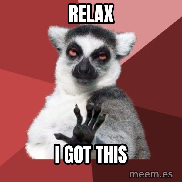 Chill Out Lemur meme: Relax / i got this
