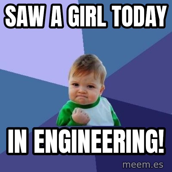 Success Kid meme: saw a girl today / in engineering!