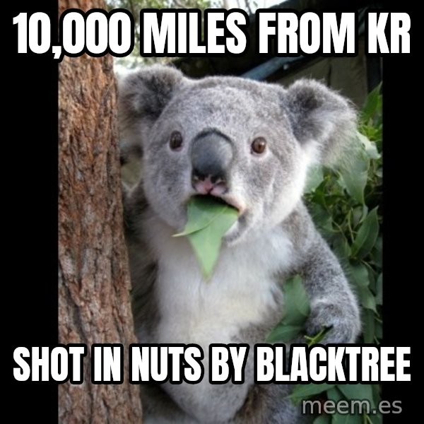 Koala can't believe it meme: 10,000 Miles from Kr / Shot in nuts by blacktree