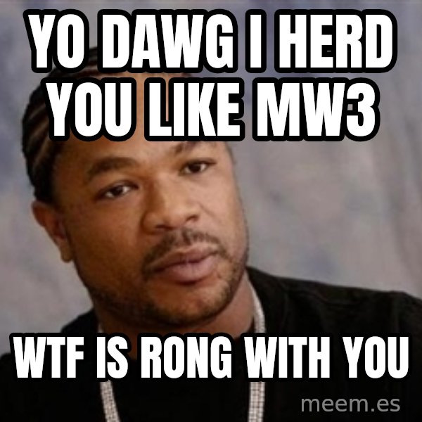Yo Dawg meme: yo dawg i herd you like mw3 / wtf is rong with you