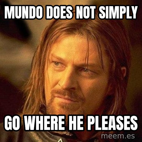 Boromir meme: mundo does not simply / go where he pleases