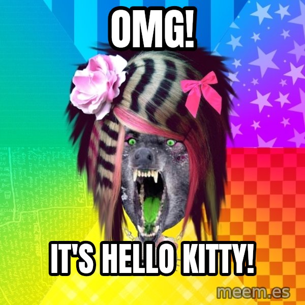 Insanity Scene Wolf meme: OMG! / it's Hello Kitty!