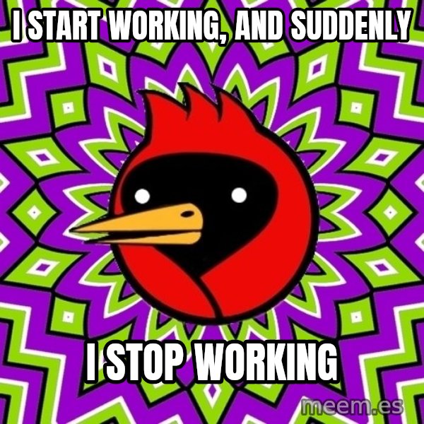 Omsk Crow meme: i start working, and suddenly / i stop working