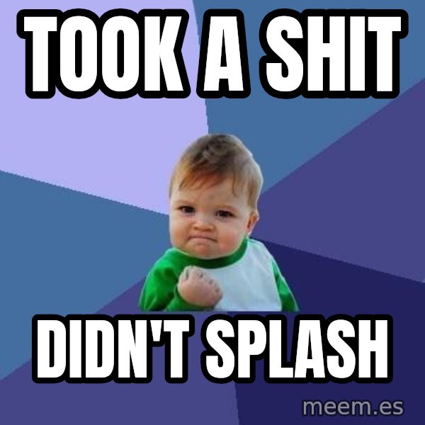 Success Kid meme: took a shit / didn't splash